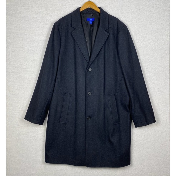 Egara Car Coat Mens 48L Charcoal Wool Blend Lined Tailored Bloke Academia